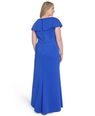 Plus Size Cape-Sleeve Scuba Gown