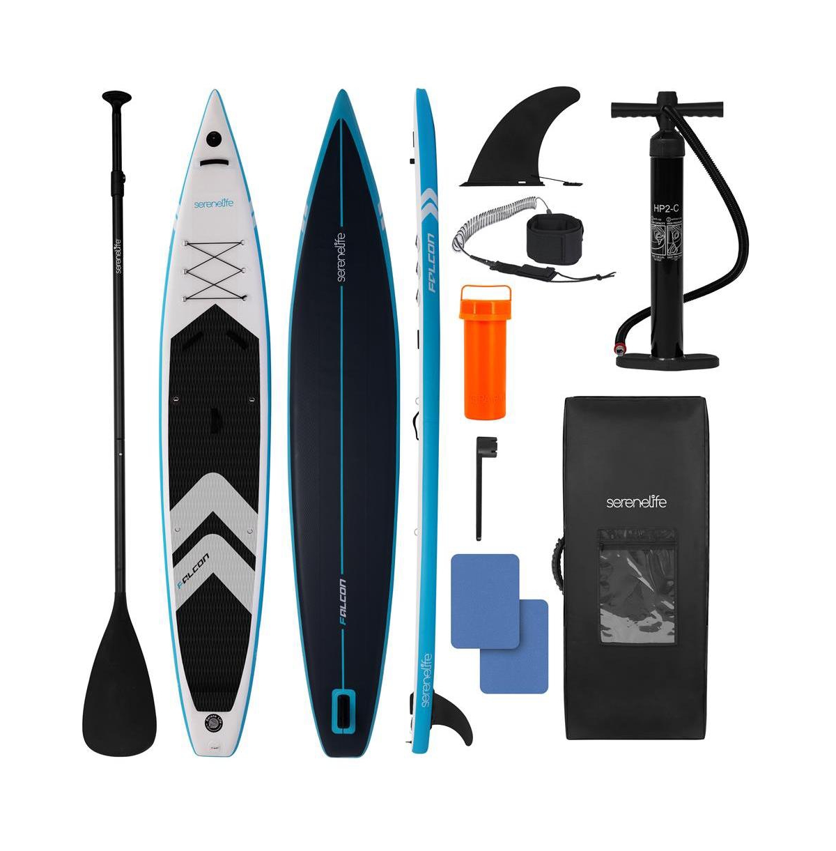 Free-Flow Stand-Up Paddle-Board - Woven Drop-Stitch and Double Layer Side Inflatable Sup with Double-Action Hand Pump (Black) - Grey