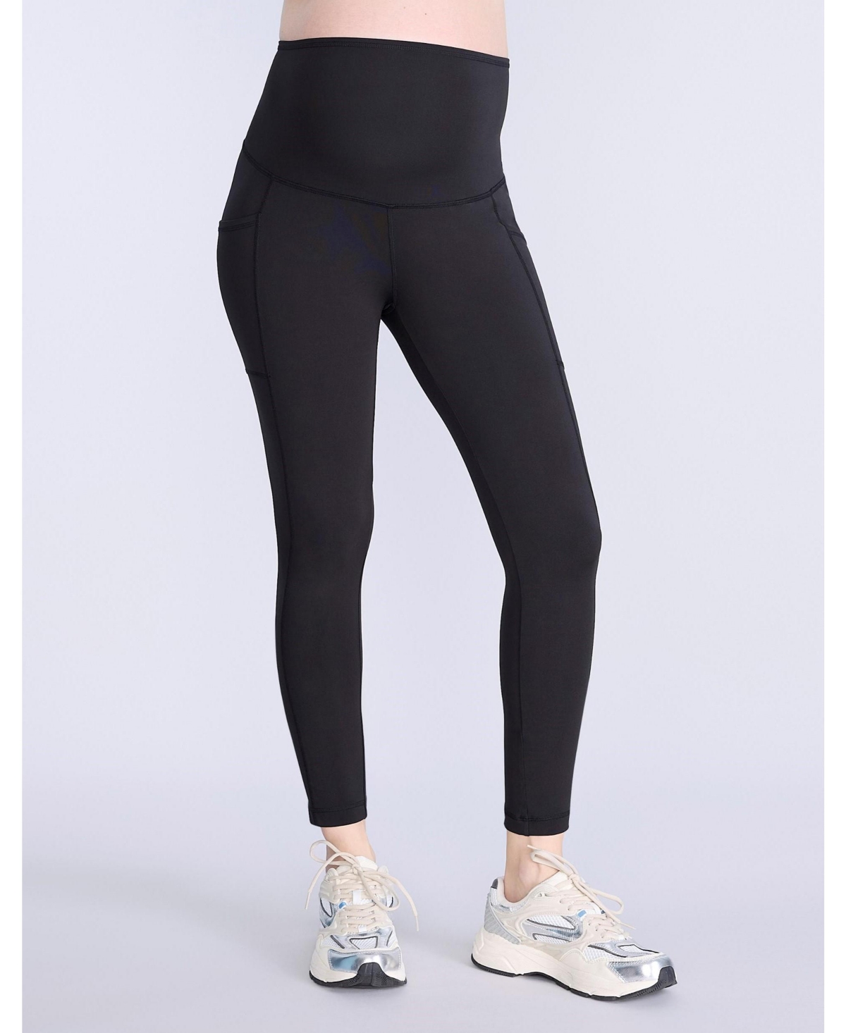 Women's High Waist Over the Belly Active Pocket Ankle Legging - Motherhood Maternity - Black
