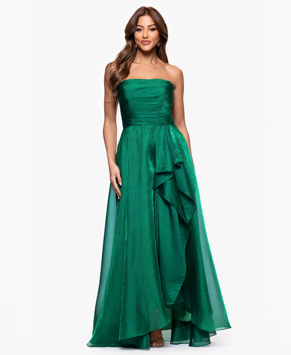 Petite Sleeveless Organza Ball Gown - Green