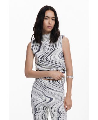 Women's Elastic pants with distorted stripes