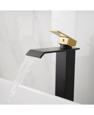Waterfall Single Hole Single Handle Bathroom Vessel Sink Faucet With Pop-up Drain
