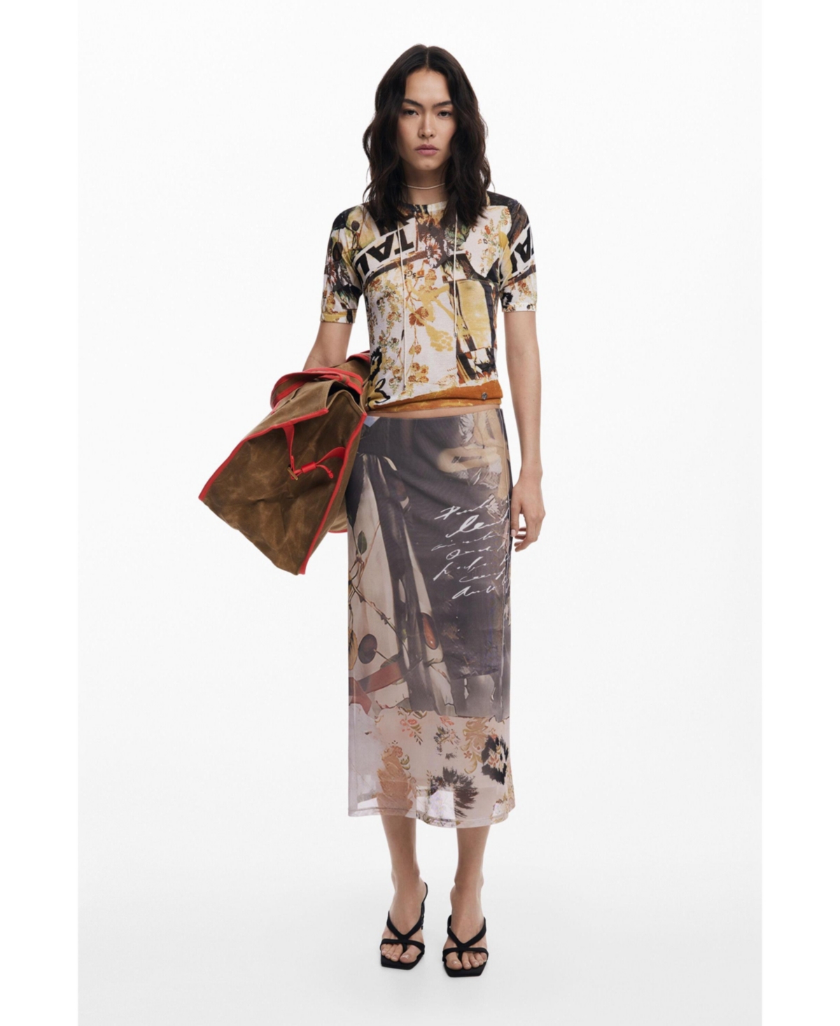 Desigual Women's Collage tulle skirt