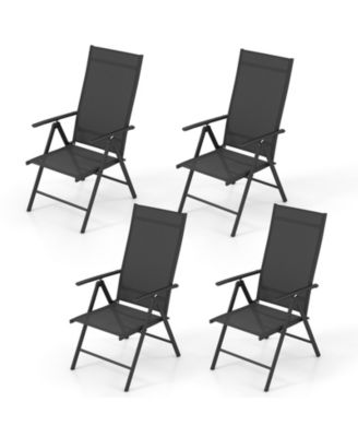 4PCS Patio Folding Dining Chair With 7-Level Adjustable High Backrest for Garden
