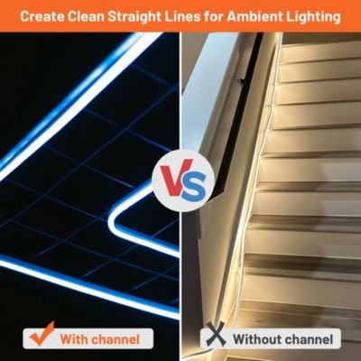 3.3" Plastic U Channel System 5PCS DEL-M011M for 9/16"W Warm White Rope Light Models DEL-D50W,DEL-D100W,DEL-D150W