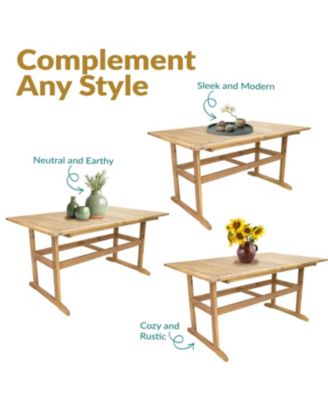 Hatteras Acacia Wood Outdoor Dining Table with Natural Oil Finish - 57"