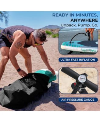 Free-Flow Welded Inflatable Stand-Up Paddle-Board with Double-Action Hand Pump, 3-Shaft Aluminum Paddle, Repair Kit and Backpack (Black)