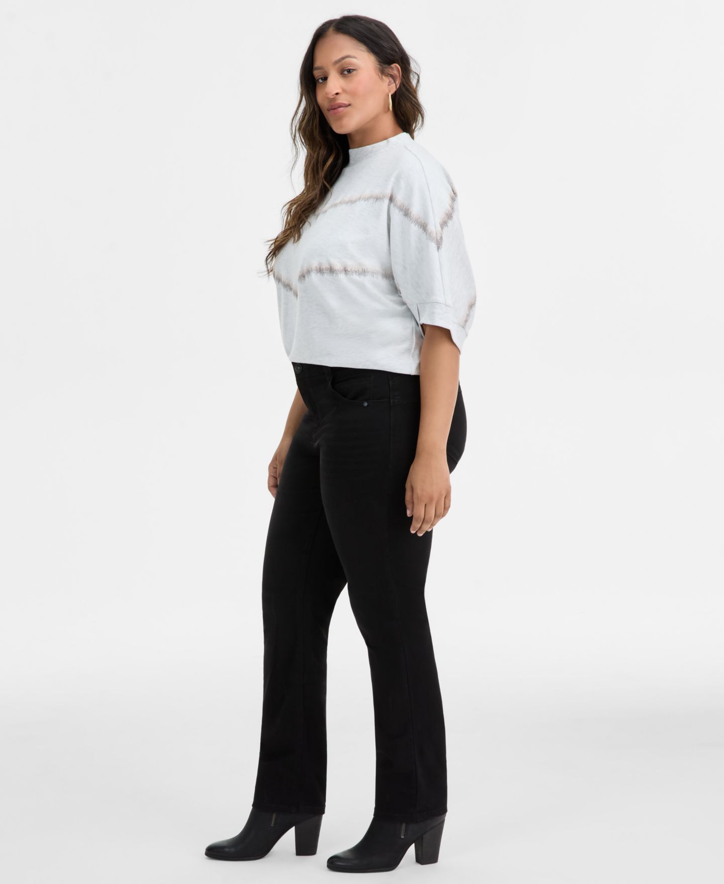 Женские джинсы Democracy Plus Size AbSolution Straight-Leg, цвет: Чёрный — фото 3