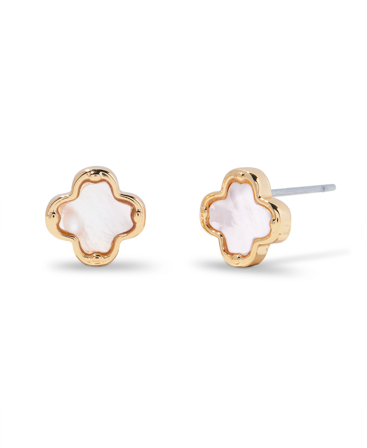 Chatham Gold Plated Clover Mother of Pearl Stud Earrings - Gold