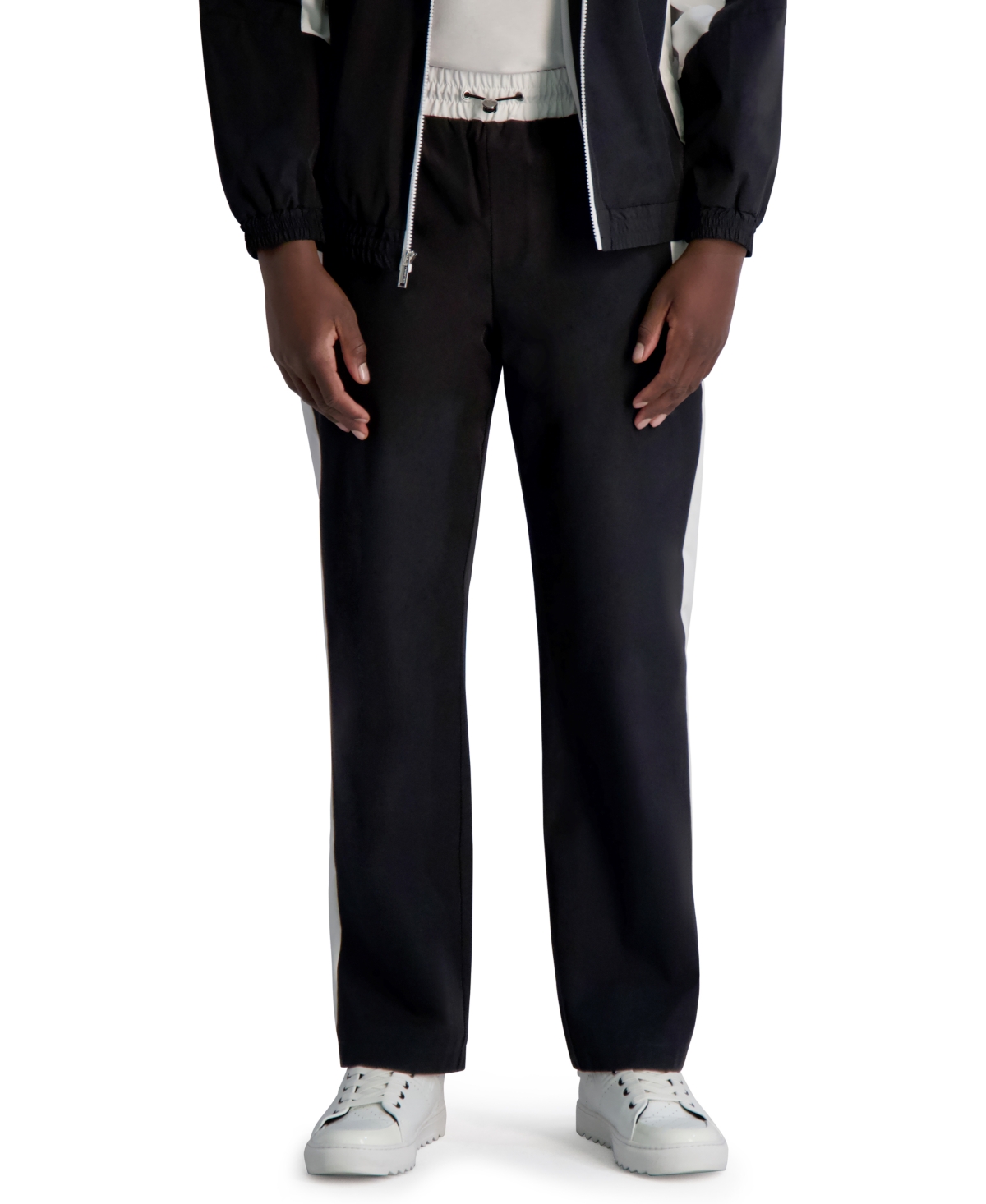 Men's Relaxed Fit Color Block Track Pants - Black/white