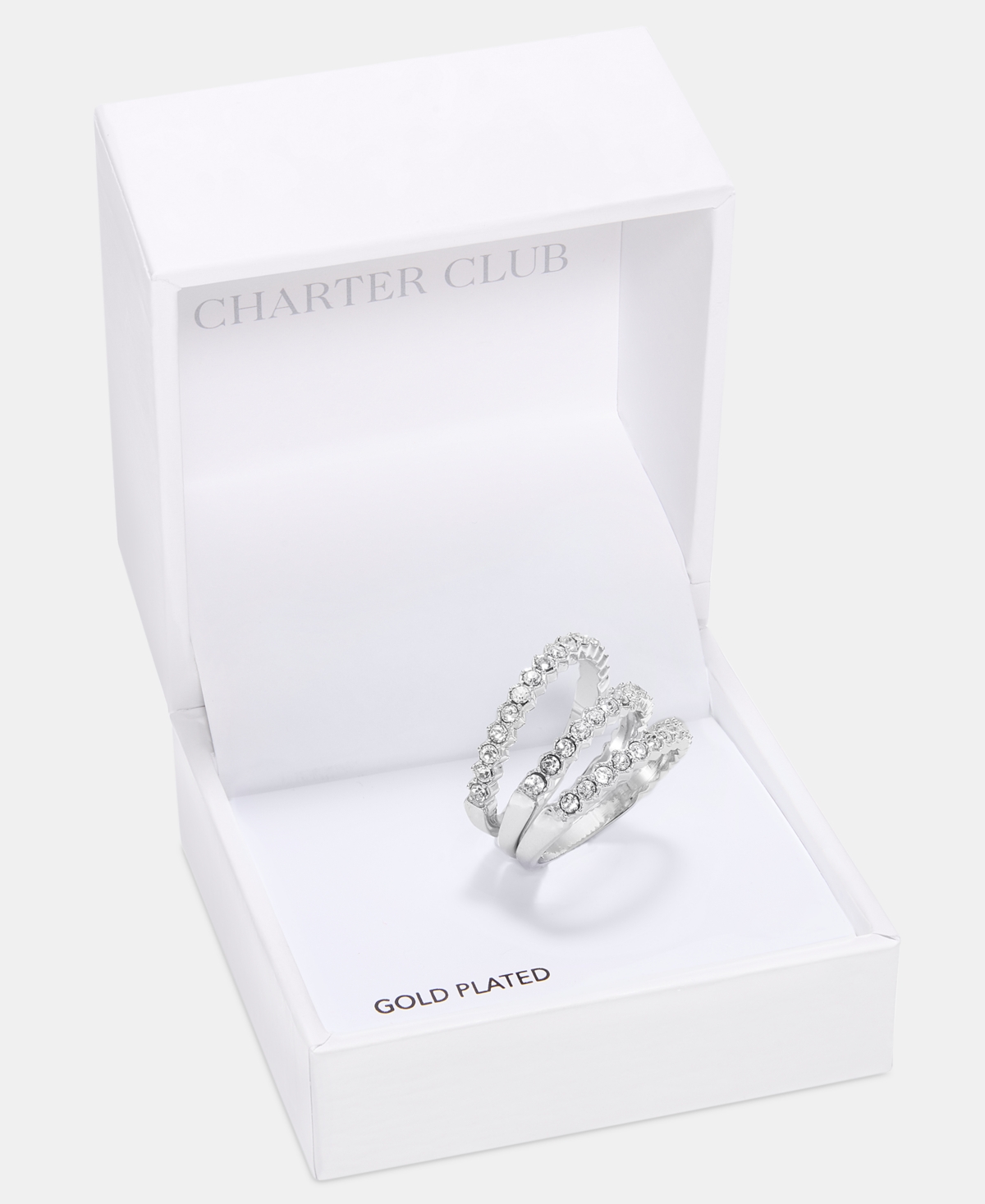 Charter Club 3-pc. Set Pave Band Rings, Macy's Exclusive In Silver