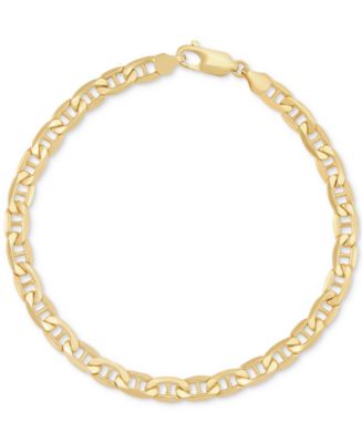 Men's Gold-Tone Stainless Steel Mariner Link Bracelet | 8.5 Inch Flat Link Chain, Lobster Clasp