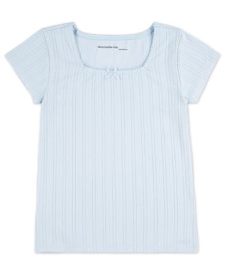 Girls Pointelle Knit Square Neck T-Shirt