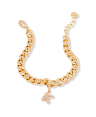 Gold Plated Ella Crystal Initial Chain Bracelet