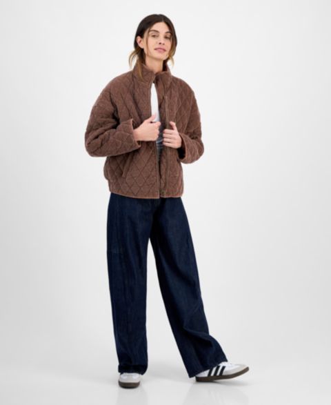 Женские куртки CoffeeShop Juniors' Quilted Corduroy Zip-Front Coat