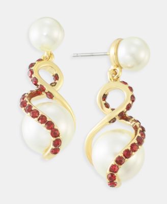 Charter Club - Color Pav&eacute; & Imitation Pearl Drop Earrings