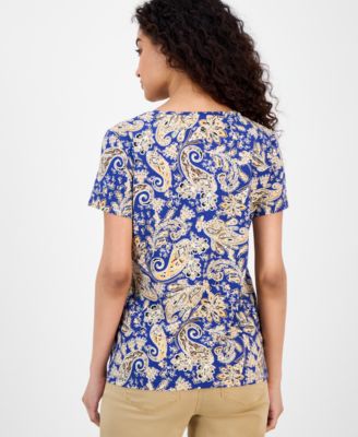 Women's Paisley-Print V-Neck T-Shirt