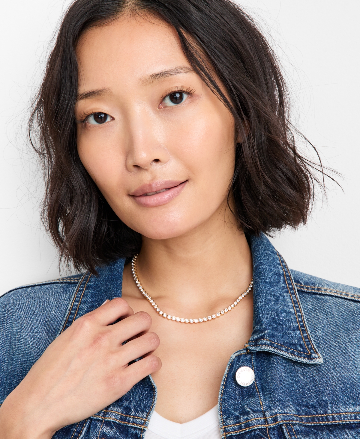 On 34th Crystal Tennis Necklace, 15" + 3" Extender, Macy's Exclusive In Gold