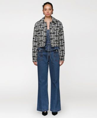 Women’s Printed Cropped Trucker Jacket