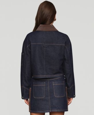Women's Faux-Collar Crop Trucker Jacket
