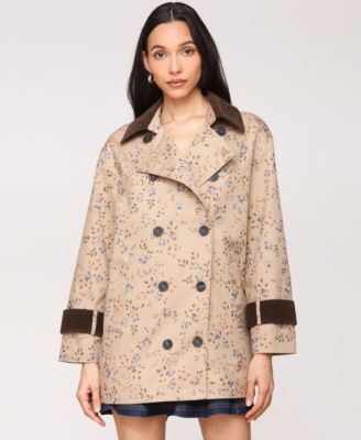 Avec Les Filles - Women's Asymmetrical-Double-Breasted Oversized Trench Jacket