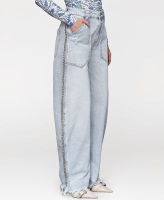 Women's Chain-Trim Barrel Leg Jeans