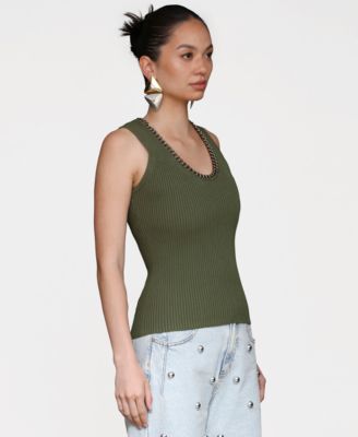 Women's Chain-Trim Ribbed Knit Tank Top