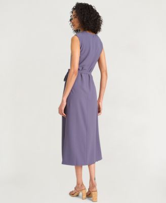 Women's Crepe Sleeveless Midi Sheath Dress