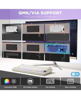 AL80 Wireless Mechanical Keyboard,Full Aluminum CNC, Smart LCD Display,Hot Swappable Gasket Mount 75% Layout (Beige, Cocoa Cream V2 Switch)