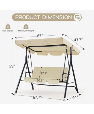 3-Person Metal Patio Swing with Removable Cushion Patio Swing Outdoor Porch Swing Chair for Adults for Garden Backyard Deck