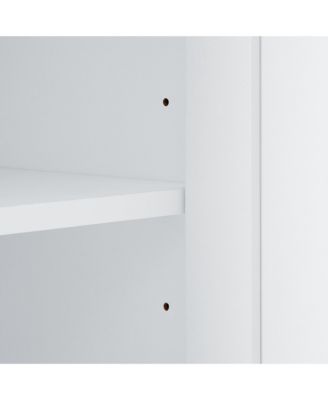 68"H Tall Bathroom Cabinet with Hook and Adjustable Shelf, Freestanding MDF