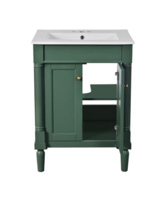 24" Freestanding Vanity Cabinet with Sink and 2-Tier Shelf