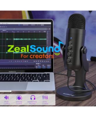 USB Condenser Microphone, Plug & Play Gaming Mic w/ Headphone Output, Gain Control, Mute for YouTube, Podcast, PS4/PS5, Mac, Windows