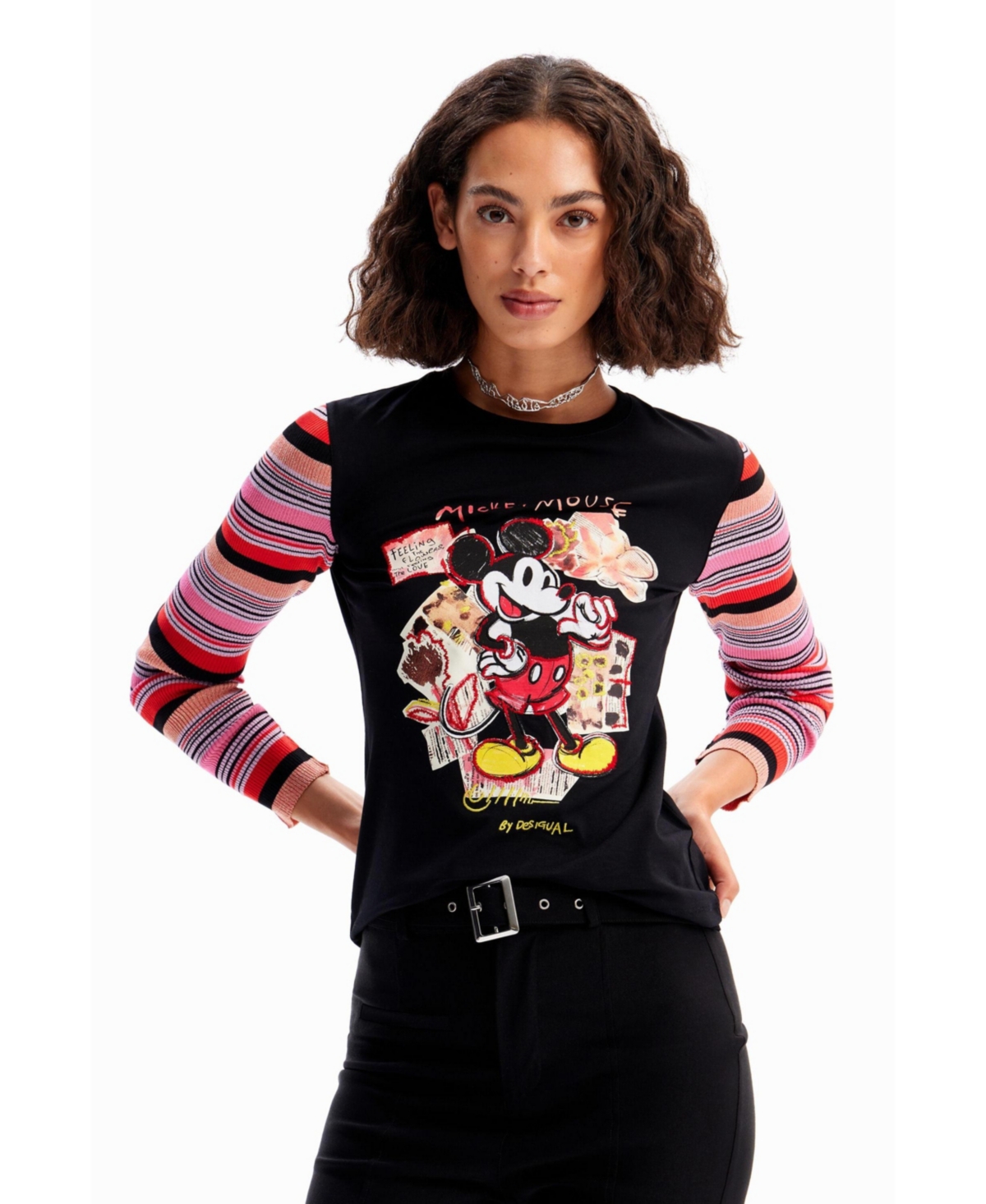 Women's Slim Mickey Mouse T-shirt - Black