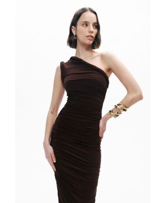 Women's Twist Detail One-Sleeve Maxi Dress