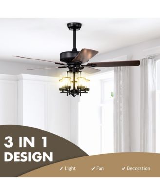 Classic 50 Inch Ceiling Fan with Light Noiseless Reversible Motor Ceiling Fan Lamp