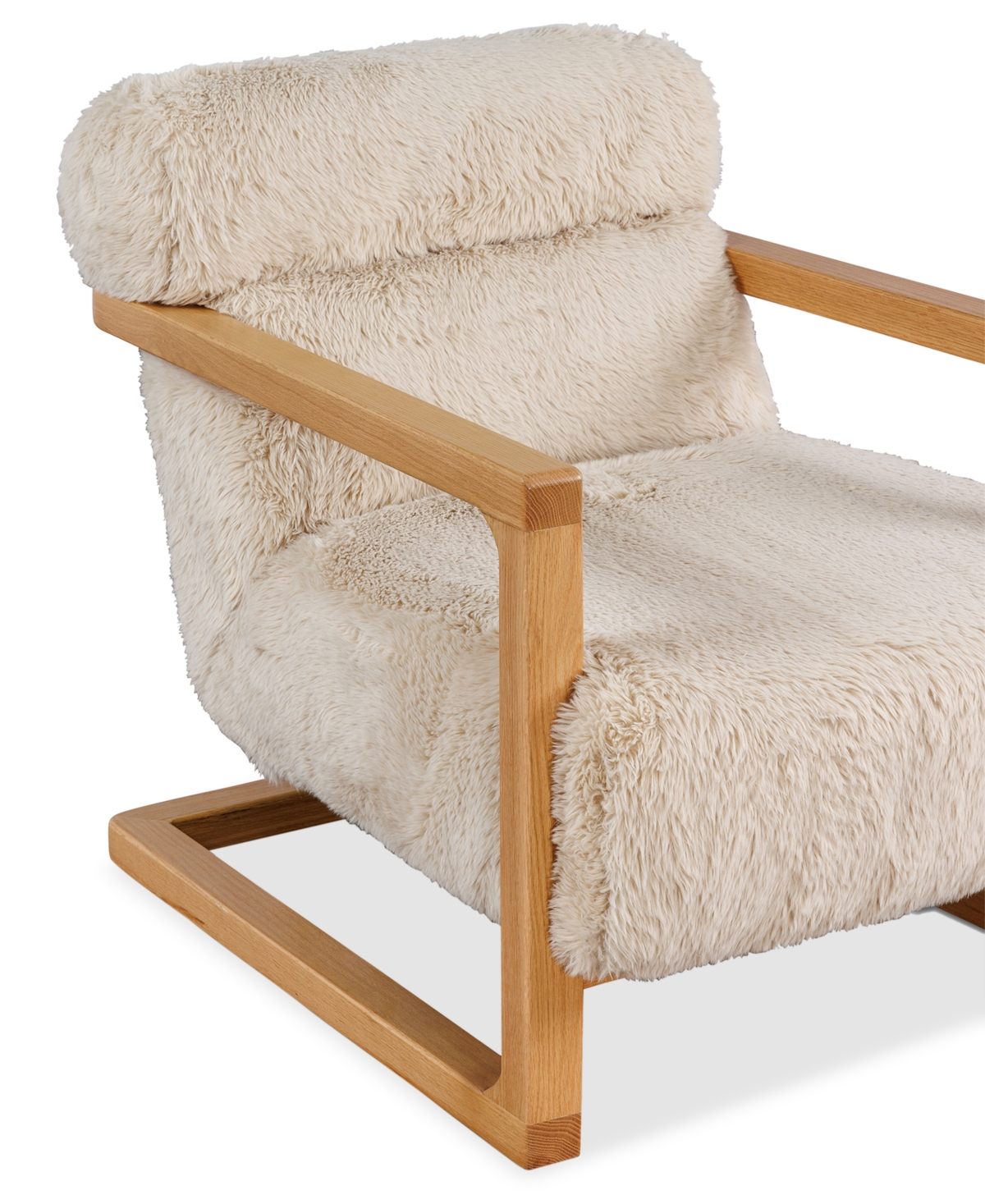 Macy's Michola Wood Accent Chair,  Exclusive In Neutral