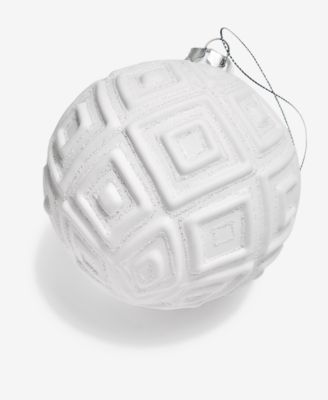 Nordic Wonderland Glass White Ball Ornament, Macy's Exclusive