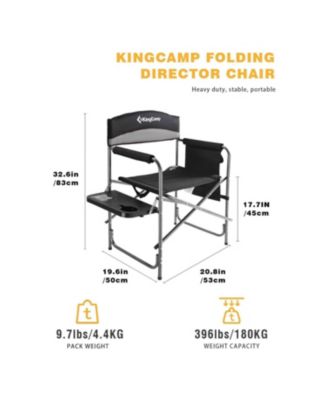 Compact Camping Folding Chair with Side Table and Storage Pocket, Grey