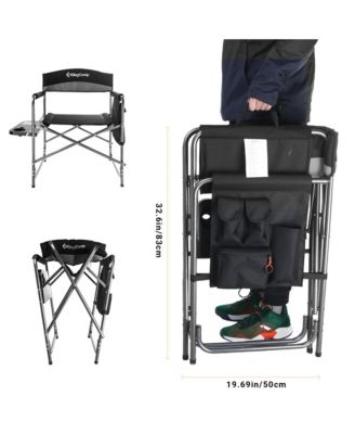 Padded Outdoor Folding Chair with Table & Pockets, Black/Grey (2 Pack)