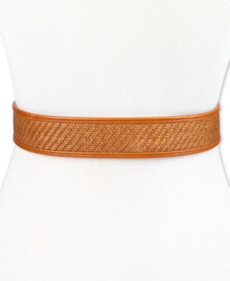 Women's Leather and Raffia Casual Belt