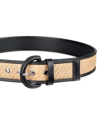 Women's Leather and Raffia Casual Belt