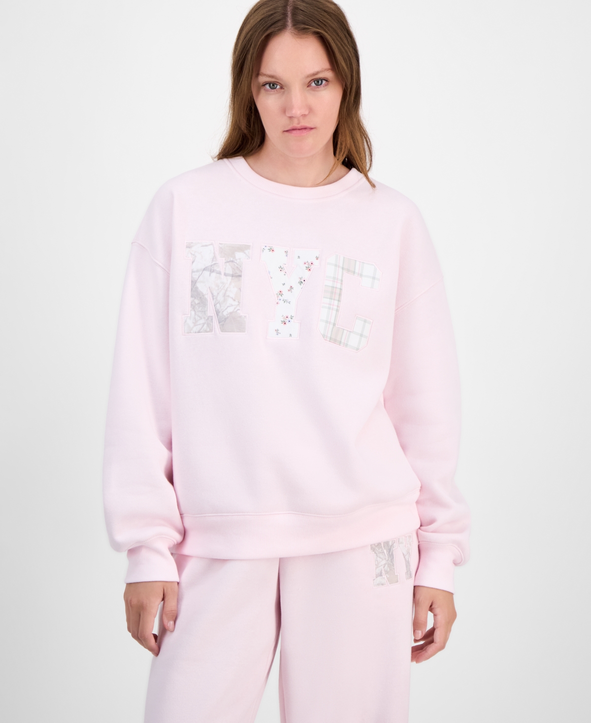 Madden Girl Juniors' Nyc Patchwork Crewneck Sweatshirt