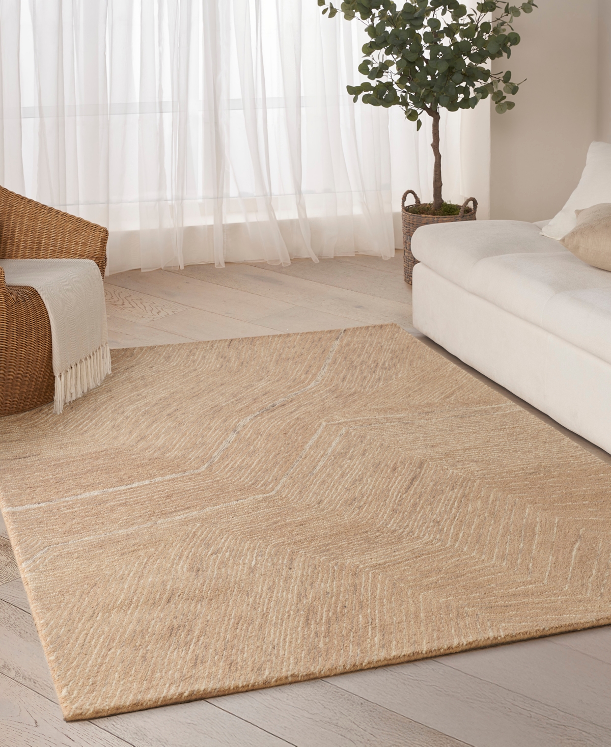 Dkny Pure Angles Ang01 5'2"x7'2" Area Rug In Brown