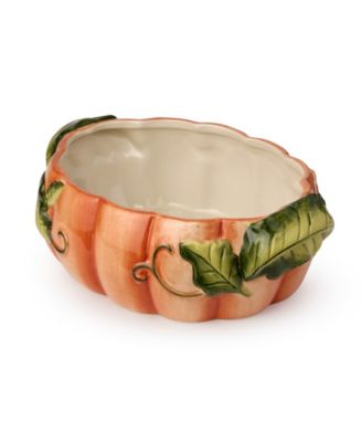 Harvest Fields 3-D Pumpkin Shallow Serving Bowl