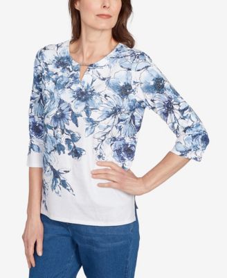 Women's Floral Split Beaded Top