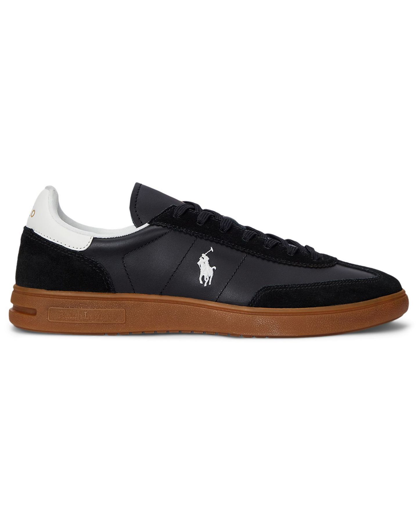 Мужские кроссовки Polo Ralph Lauren Bedford Leather & Suede, цвет: Чёрный / Белый — фото 4