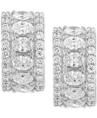 EFFY&reg; Lab Grown Diamond Small Hoop Earrings (2-1/5 ct. t.w.) in 14k White Gold, 0.59" 