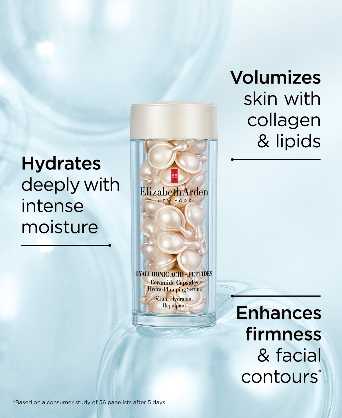 Elizabeth Arden Hyaluronic Acid + Peptides Ceramide Capsules Hydra-plumping Serum, 60-pc. In Transparent