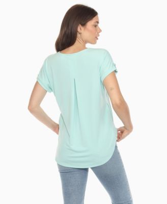 Women's Folded Short Sleeve Solid Top